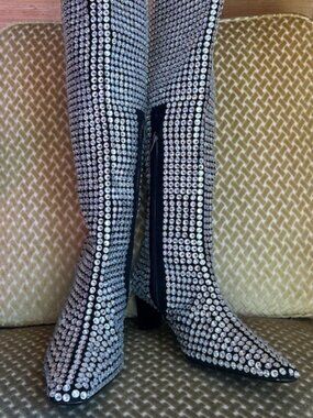 Free People x Jeffrey Campbell Crown Jewel Outwest-KJ Leather Zip Tall Boots NEW